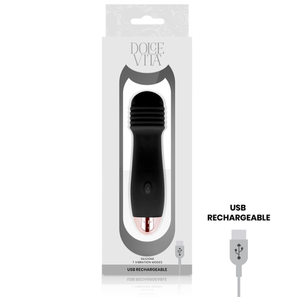 DOLCE VITA - VIBRATEUR RECHARGEABLE TROIS NOIR 7 VITESSES – Image 3