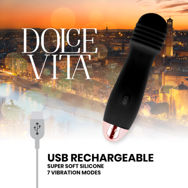 DOLCE VITA - VIBRATEUR RECHARGEABLE TROIS NOIR 7 VITESSES – Image 4