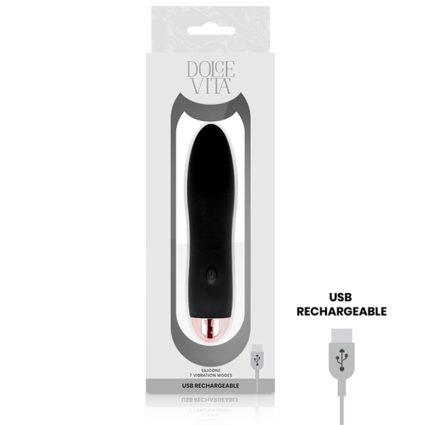 DOLCE VITA - VIBRATEUR RECHARGEABLE QUATRE NOIR 7 VITESSES – Image 3