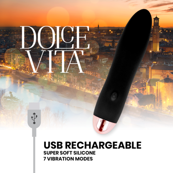 DOLCE VITA - VIBRATEUR RECHARGEABLE QUATRE NOIR 7 VITESSES – Image 4