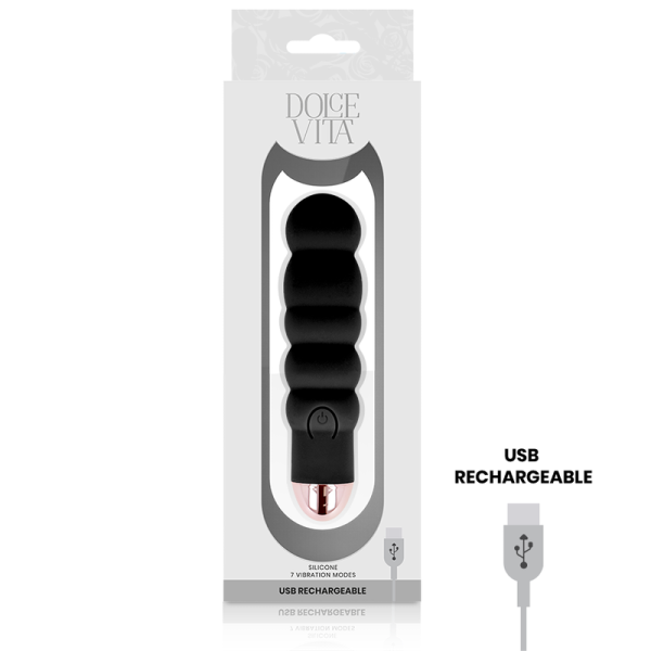 DOLCE VITA - VIBRATEUR RECHARGEABLE SIX NOIR 7 VITESSES – Image 3