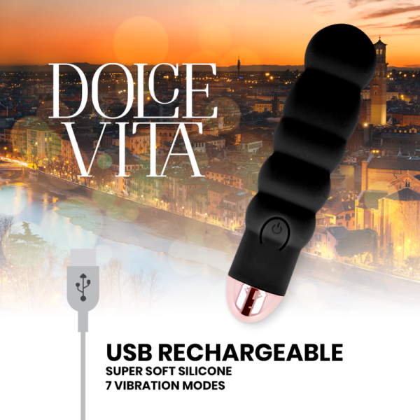 DOLCE VITA - VIBRATEUR RECHARGEABLE SIX NOIR 7 VITESSES – Image 4