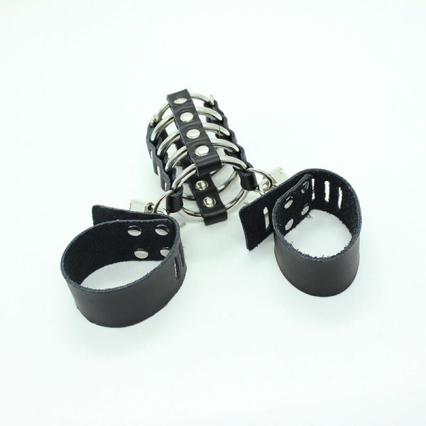 OHMAMA FETISH - CAGE  PÉNIS AVEC ANNEAUX MÉTALLIQUES ET SANGLE EN CUIR – Image 4