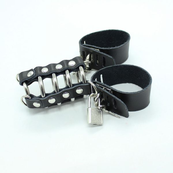 OHMAMA FETISH - CAGE  PÉNIS AVEC ANNEAUX MÉTALLIQUES ET SANGLE EN CUIR – Image 3