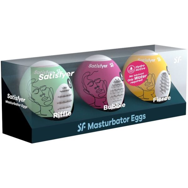 SATISFYER - 3 OEUFS MASTURBATEURS RIFFLE, BUBBLE  FIERCE – Image 2