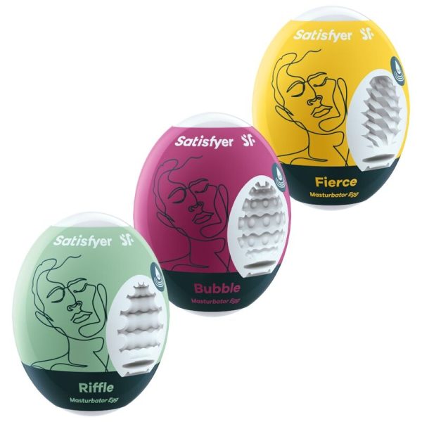 SATISFYER - 3 OEUFS MASTURBATEURS RIFFLE, BUBBLE  FIERCE