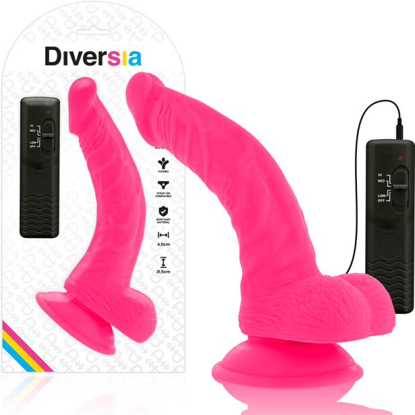DIVERSIA - DILDO VIBRANT FLEXIBLE ROSE 21.5 CM -O- 4.5 CM – Image 4