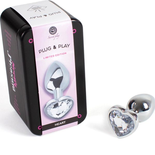 SECRETPLAY - PLUG ANAL EN MÉTAL COEUR CRISTAL CLAIR PETITE TAILLE 7 CM – Image 2