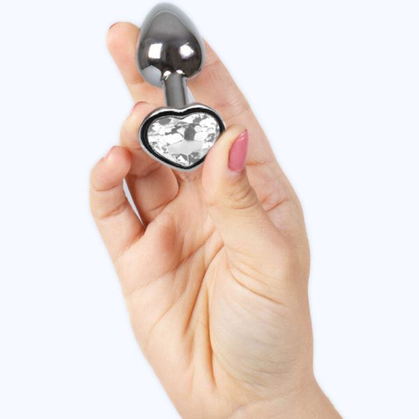 SECRETPLAY - PLUG ANAL EN MÉTAL COEUR CRISTAL CLAIR PETITE TAILLE 7 CM – Image 3