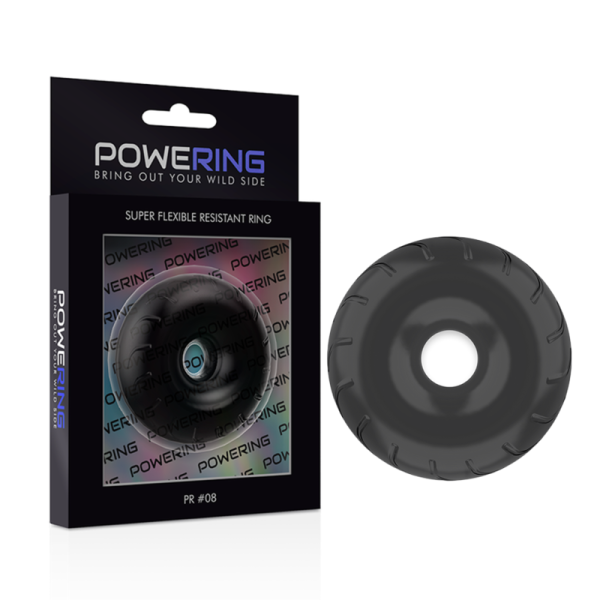 POWERING - ANNEAU PÉNIS SUPER FLEXIBLE ET RÉSISTANT 5CM PR08 NOIR – Image 4
