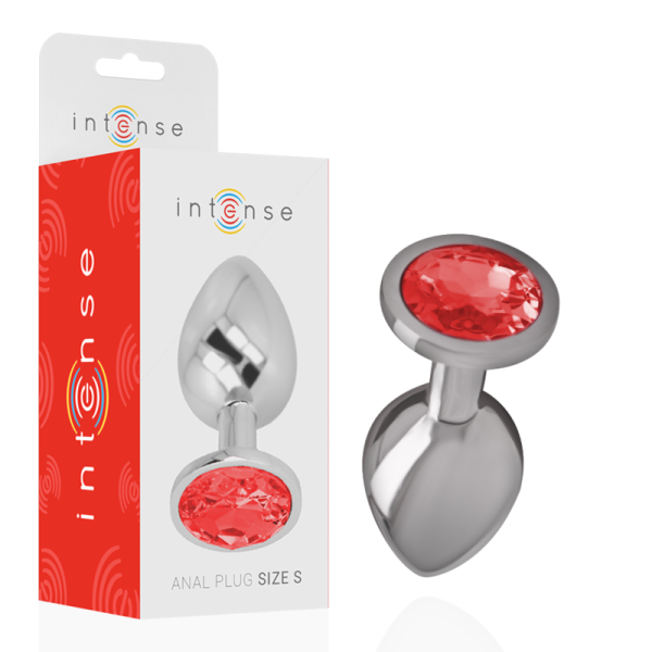 INTENSE - PLUG ANAL EN MÉTAL ALUMINIUM AVEC CRISTAL ROUGE TAILLE S – Image 2