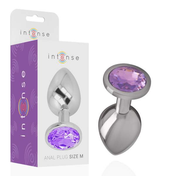 INTENSE - PLUG ANAL EN MÉTAL ALUMINIUM AVEC CRISTAL VIOLET TAILLE M – Image 2