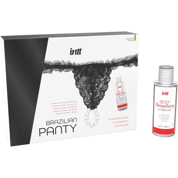 INTT RELEASES - CULOTTE BRÉSILIENNE NOIRE AVEC PERLES ET GEL LUBRIFIANT 50 ML – Image 2