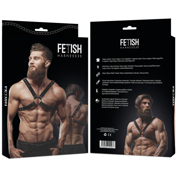 FETISH SUBMISSIVE ATTITUDE - HARNAIS EN CUIR ÉCOLOGIQUE POUR HOMMES AVEC POITRINE CROISÉE – Image 3