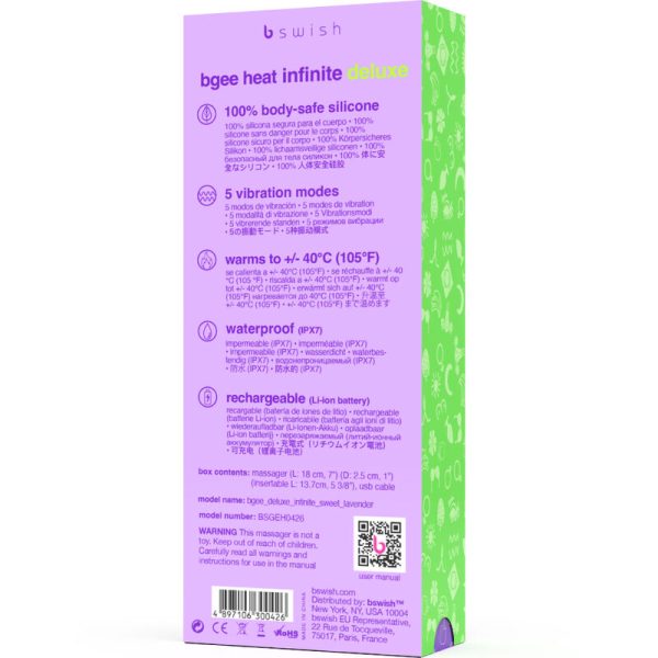 B SWISH - VIBRATEUR RECHARGEABLE BGEE HEAT INFINITE DELUXE LAVANDE SILICONE – Image 5