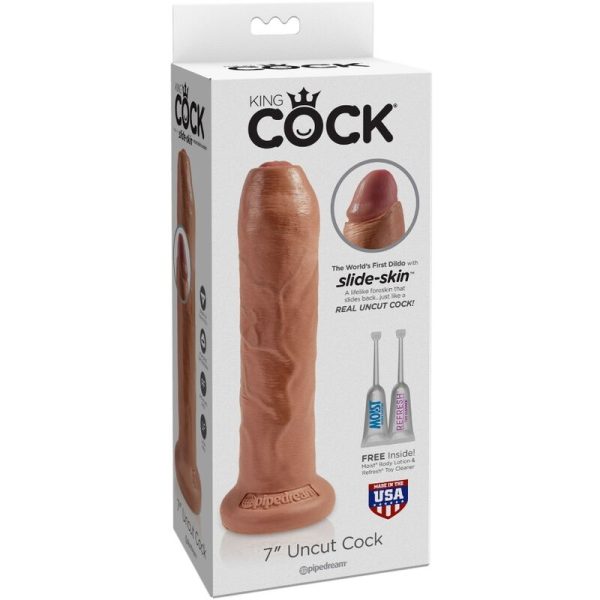 KING COCK - PÉNIS RÉALISTE NON COUPÉ 17.8 CM CARAMEL – Image 3