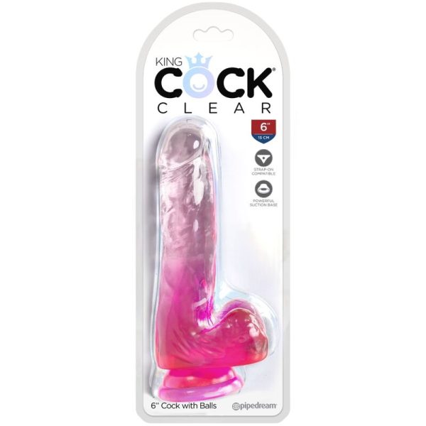 KING COCK - CLEAR PÉNIS RÉALISTE AVEC BOULES 13.5 CM ROSE – Image 2