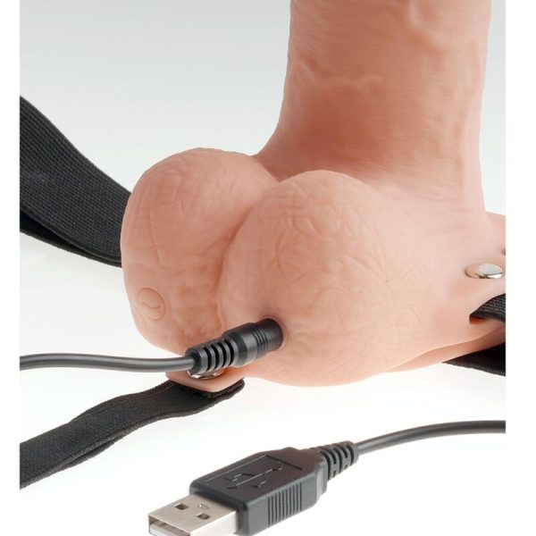 FETISH FANTASY SERIES - HARNAIS RÉGLABLE PÉNIS RÉALISTE AVEC BALLES RECHARGEABLES ET VIBRATEUR 23 CM – Image 4