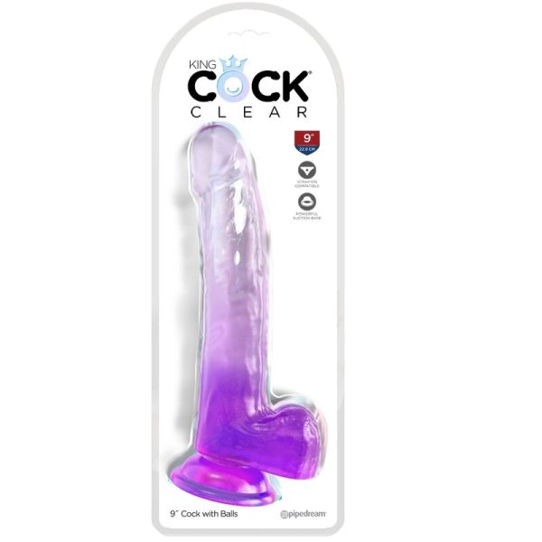 KING COCK - CLEAR GODE AVEC TESTICULES 20.3 CM VIOLET – Image 2