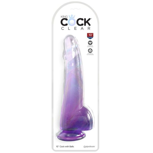 KING COCK - CLEAR GODE  TESTICULES 19 CM VIOLET – Image 2
