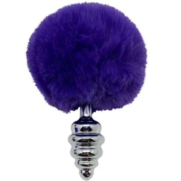 ALIVE - PLUG DE PLAISIR ANAL SPIRAL METAL FLUFFY VIOLET FONCÉ TAILLE L – Image 2
