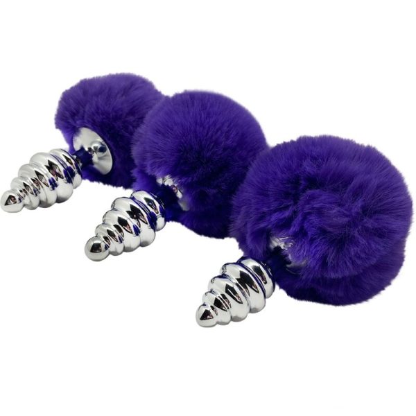ALIVE - PLUG DE PLAISIR ANAL SPIRAL METAL FLUFFY VIOLET FONCÉ TAILLE L – Image 4