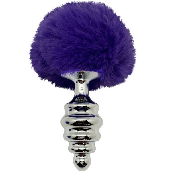 ALIVE - PLUG DE PLAISIR ANAL SPIRAL METAL FLUFFY VIOLET FONCÉ TAILLE L – Image 3