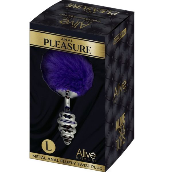 ALIVE - PLUG DE PLAISIR ANAL SPIRAL METAL FLUFFY VIOLET FONCÉ TAILLE L – Image 5