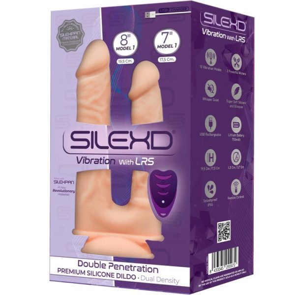 SILEXD - MODÈLE 1 VIBRATEUR PÉNIS RÉALISTE DOUBLE PÉNÉTRATION PREMIUM SILEXPAN SILICONE TÉLÉCOMMANDE 17.5 / 19.5 CM – Image 3