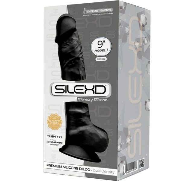 SILEXD - MODÈLE 1 PÉNIS RÉALISTE PREMIUM SILEXPAN SILICONE NOIR 23 CM – Image 3