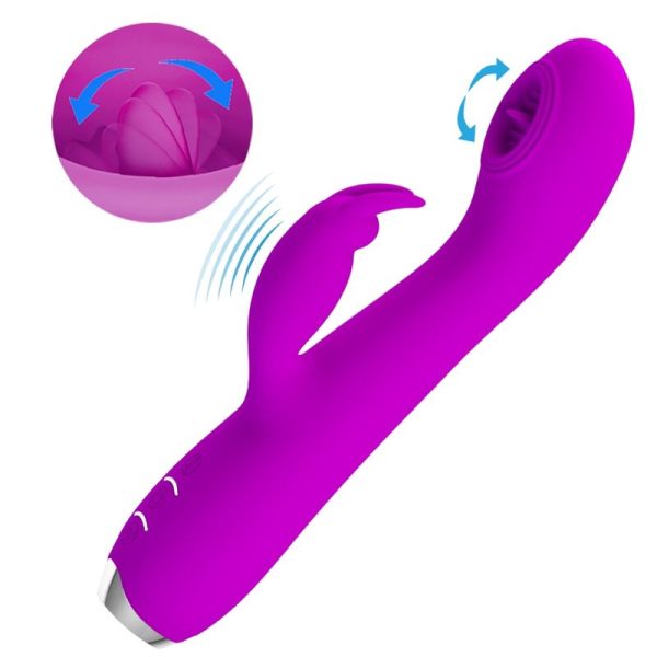 PRETTY LOVE - VIBRATEUR RECHARGEABLE RACHEL AVEC ONDES STIMULANTES VIOLET – Image 5