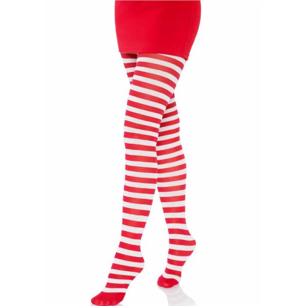 LEG AVENUE - COLLANTS  RAYURES BLANC/ROUGE – Image 2