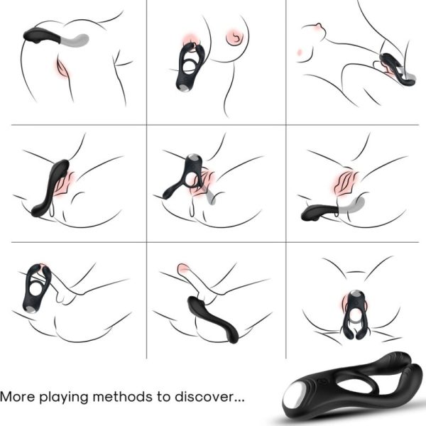 ARMONY - VEYRON DOUBLE VIBRATEUR ANNEAU JOUET POUR COUPLES TÉLÉCOMMANDE NOIR – Image 2