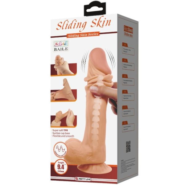 PRETTY LOVE - SÉRIE SLIDING SKIN GODE RÉALISTE AVEC VENTOUSE SLIDING SKIN TÉLÉCOMMANDE FLESH 24 CM – Image 2