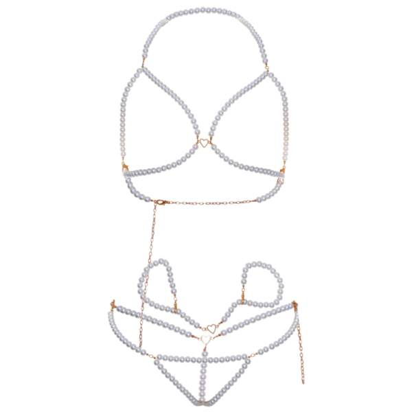 LEG AVENUE - ENSEMBLE BRACELETS SOUTIEN-GORGE ET STRING PERLES – Image 5