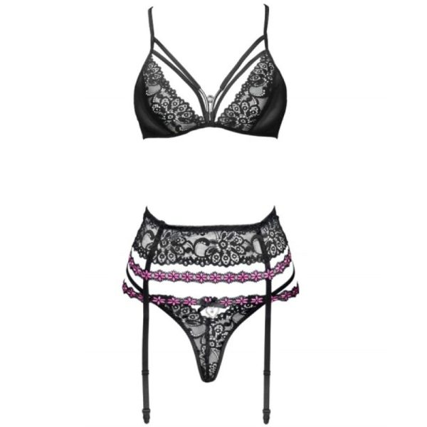 LIVCO CORSETTI FASHION - SNEHANA LC 90443 SUJETADOR + LIGUERO + PANTY NEGRO – Image 3