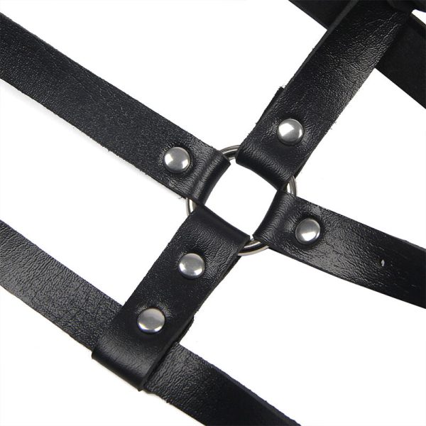 SUBBLIME - HARNAIS POITRINE ANNEAU CUIR NOIR TAILLE UNIQUE – Image 5