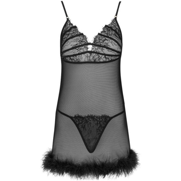 LIVCO CORSETTI FASHION - ZERUNAM SET BABYDOLL + TANGA NEGRO – Image 3