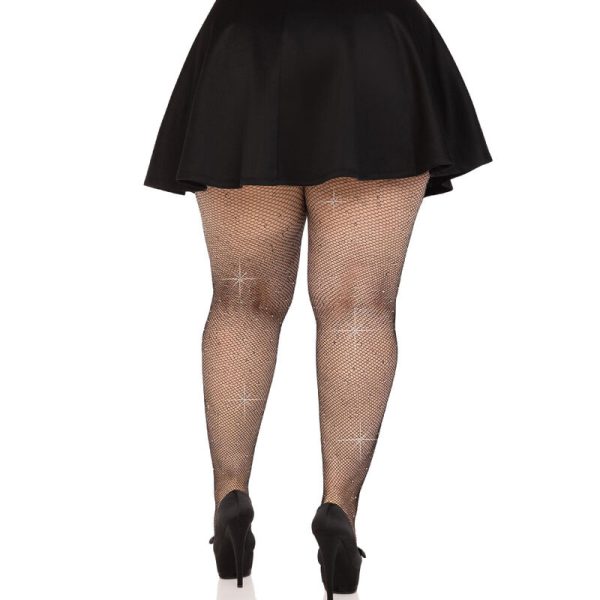 LEG AVENUE - MEDIAS REJILLA CRISTALIZADA NEGRO PLUS SIZE – Image 2