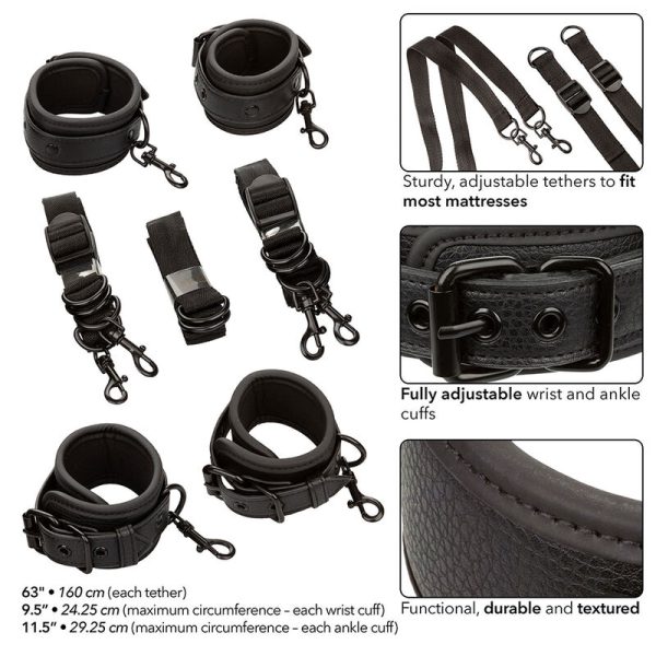CALEXOTICS - NOCTURNAL CEINTURE DE LIT RÉGLABLE EN CUIR NOIR – Image 3