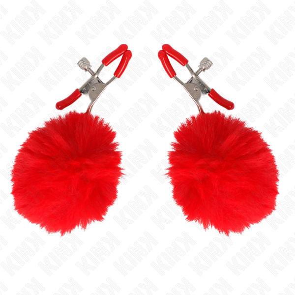 KINK - PINCE A METON BOULE FAUSSE FOURRURE ROUGE 6 CM – Image 2