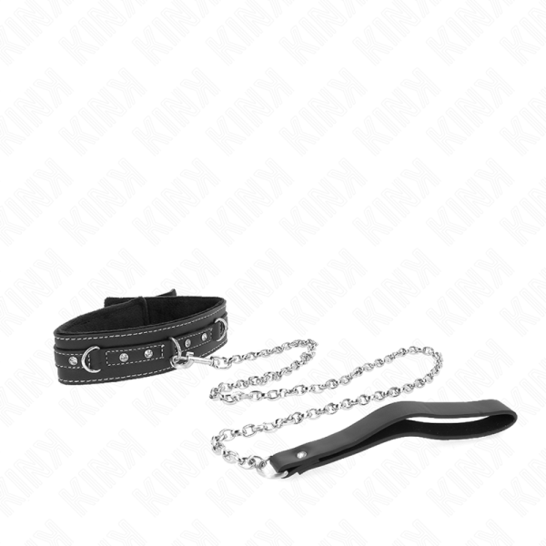 KINK - COLLIER EN CUIR PVC AVEC CEINTURE 105 CM RIVET STRASS 41,5 X 4 CM – Image 3