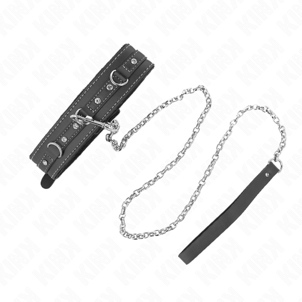 KINK - COLLIER EN CUIR PVC AVEC CEINTURE 105 CM RIVET STRASS 41,5 X 4 CM – Image 2
