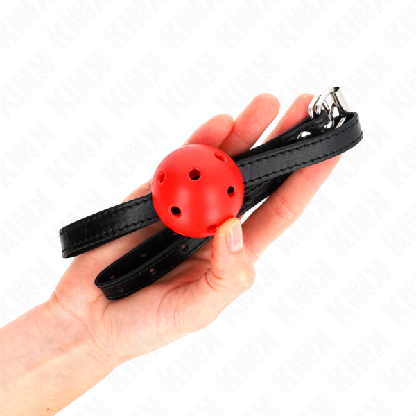 KINK - BÂILLON À BOULE SIMPLICITÉ ROUGE RESPIRANT 4,5 CM 62 x 1,5 CM – Image 3