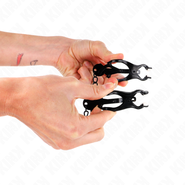 KINK - PINCES À METELLES TRÈFLE JAPONAIS AVEC CHAÎNE NOIR 30 CM – Image 3