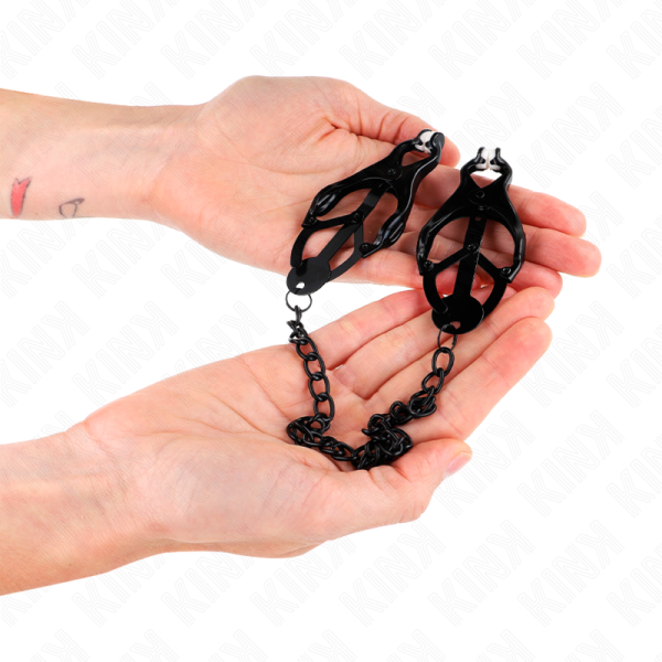 KINK - PINCES À METELLES TRÈFLE JAPONAIS AVEC CHAÎNE NOIR 30 CM – Image 4