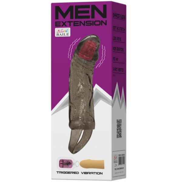 BAILE - GAINE DEXTENSION DE PÉNIS AVEC VIBRATION ET SANGLE POUR TESTICULES 13.5 CM – Image 2