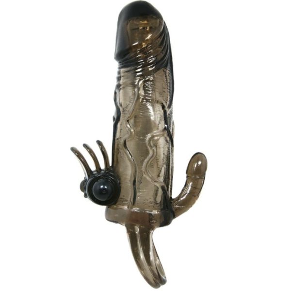 BAILE - COUVRE-PÉNIS BRAVE MAN AVEC STIMULATION CLITO ET ANAL DOUBLE BULLET NOIR 16.5 CM – Image 3