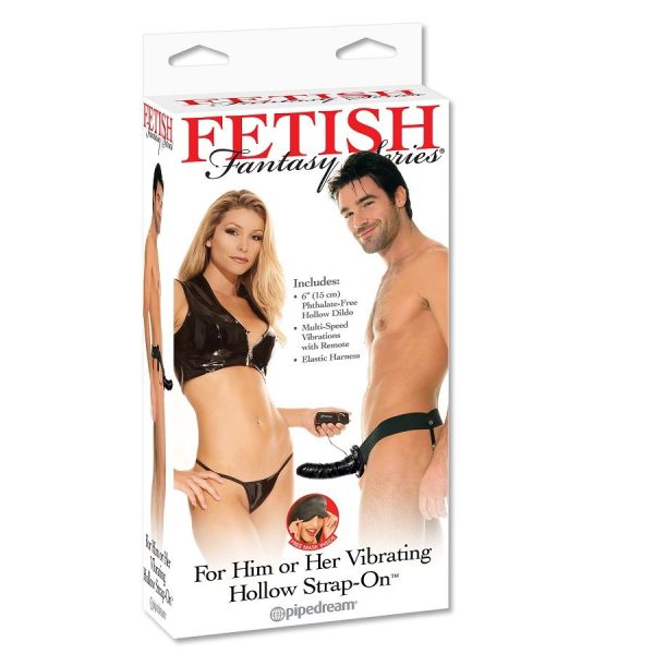 FETISH FANTASY SERIES - SANGLE CREUSE VIBRANTE POUR ELLE OU LUI NOIR – Image 2