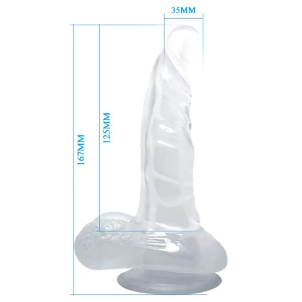 BAILE - GODE RÉALISTE AVEC VENTOUSE ET TESTICULES 16.7 CM TRANSPARENT – Image 5